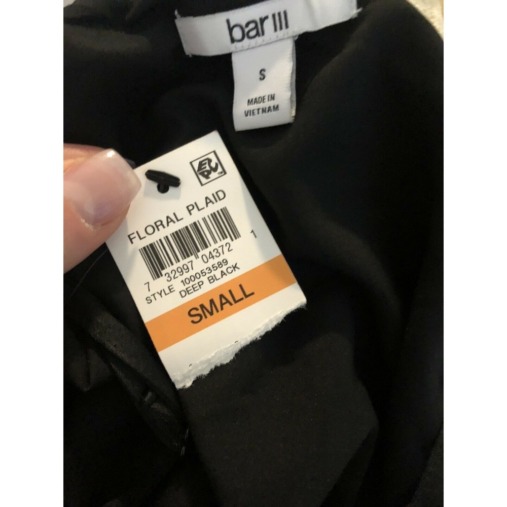 NWT Bar III Black Satin V-neck Adj Spaghetti Strap Slip Dress size Small S - Picture 8 of 9